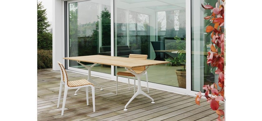 Алюминиевый и деревянный складной прямоугольный садовый стол Alias Tech Wood ARCH-00124842 - Вид №2