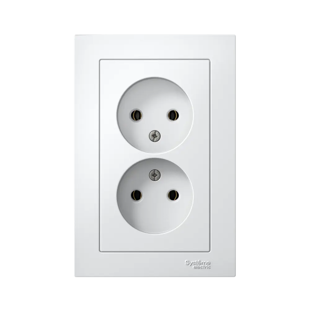 Розетка двойная встраиваемая Systeme Electric AtlasDesign без заземления цвет белый 89457349 STLM-2063916 - Вид №1