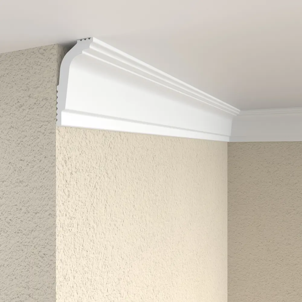 Плинтус потолочный полистирол для натяжного потолка Classic-4 белый 30x50x2000 мм Santreyd STLM-2074149 - Вид №2