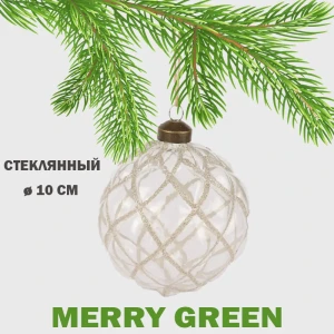 91422814 Елочный шар Merry green MG24101 Mg24101 10 см стекло бесцветный/прозрачный STLM-1350940