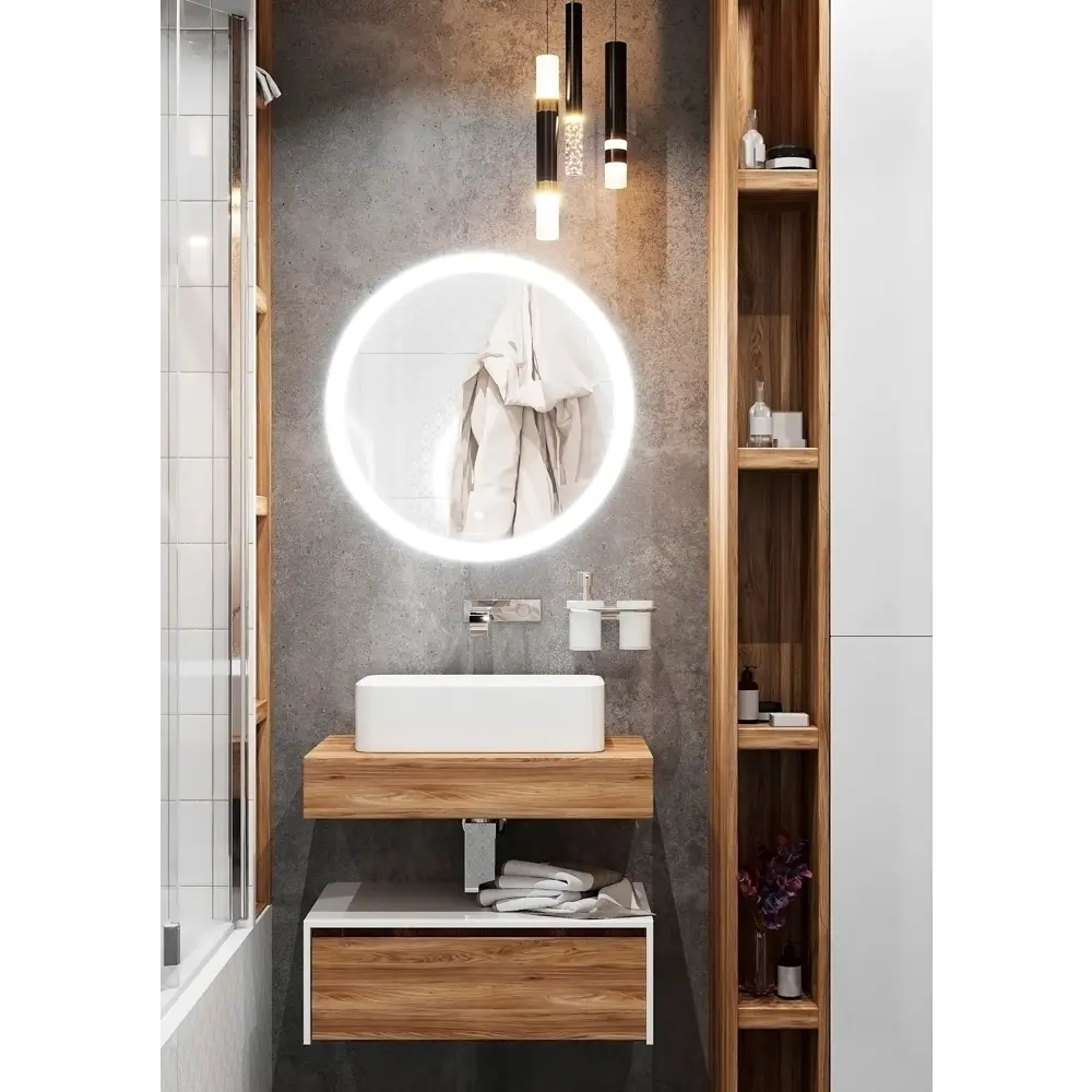 Зеркало для ванной Omega Glass Тип 2 SD642 с подсветкой 60 см круглое STLM-2105493