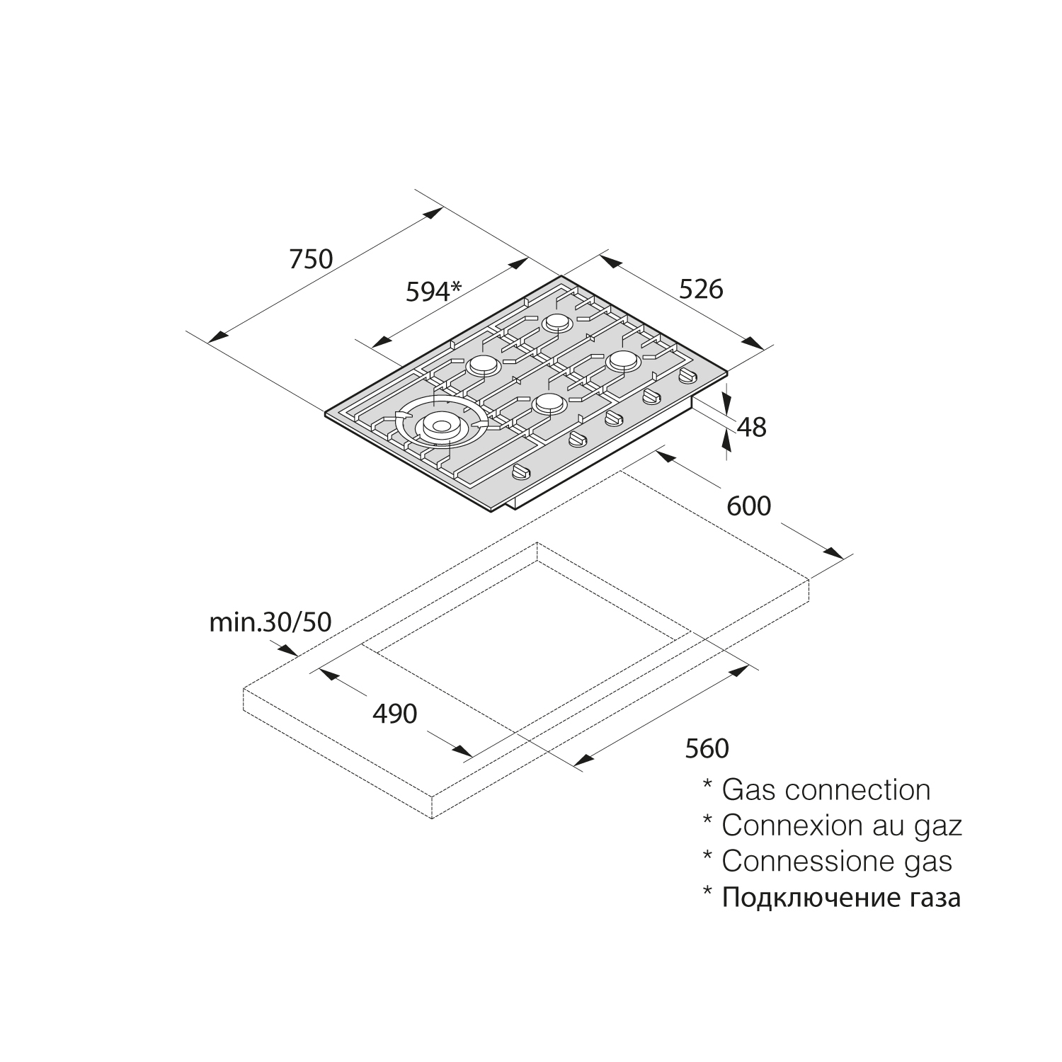 5485175 Газовая варочная поверхность Asko HG1776SB STDN-0108550 - Вид №1