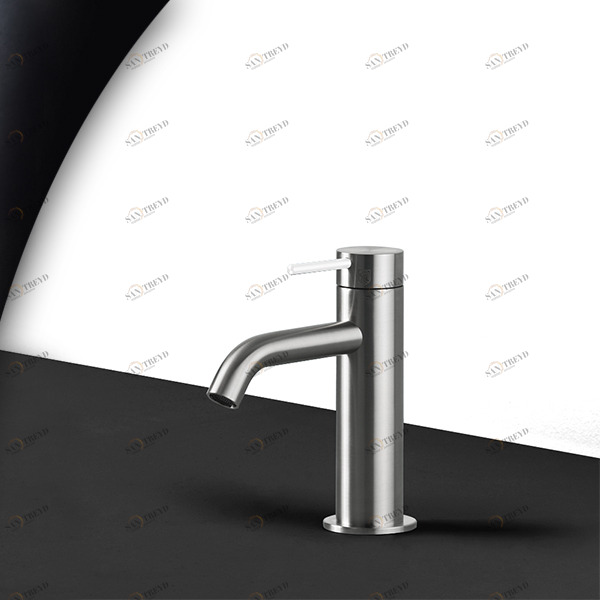 Смеситель для раковины сталь матовая с белой ручкой Toki Radomonte TKI1SCIL11