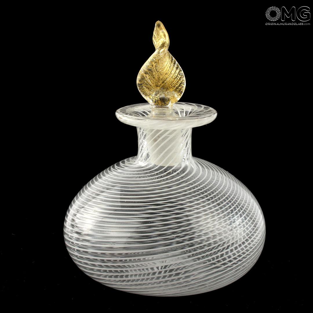 3790 ORIGINALMURANOGLASS Белый флакон для духов с филигранью из муранского стекла - OMG  см  - Вид №1