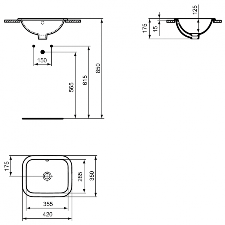E505501 Раковина 42X35 см Ideal Standard CONNECT - Вид №2