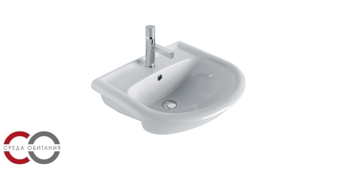 6440 Полувстраиваемая раковина консольная 50 см белая Olympia Ceramica FEDERICA  - Вид №1