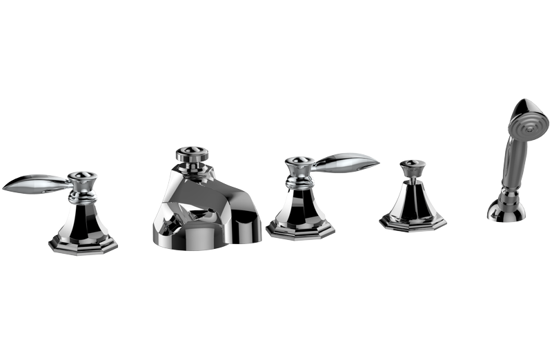 E-1953-LM14B Deck-mounted bathtub mixer with hand shower set GRAFF Topaz