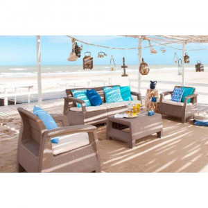 Yalta 3set AFM-1030B Beige/Cappuccino Комплект для отдыха (имитация ротанга) 5Pcs Afina