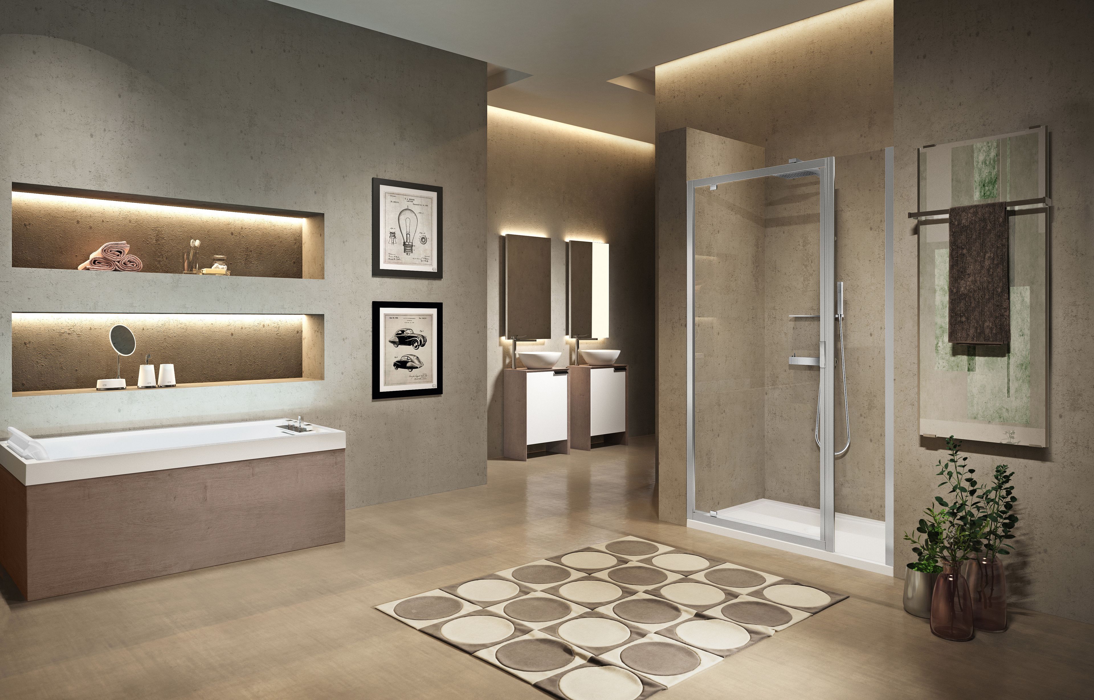 Профиль угловой душевой кабины с распашной дверью Novellini Lunes ARCH-00068967 - Вид №5