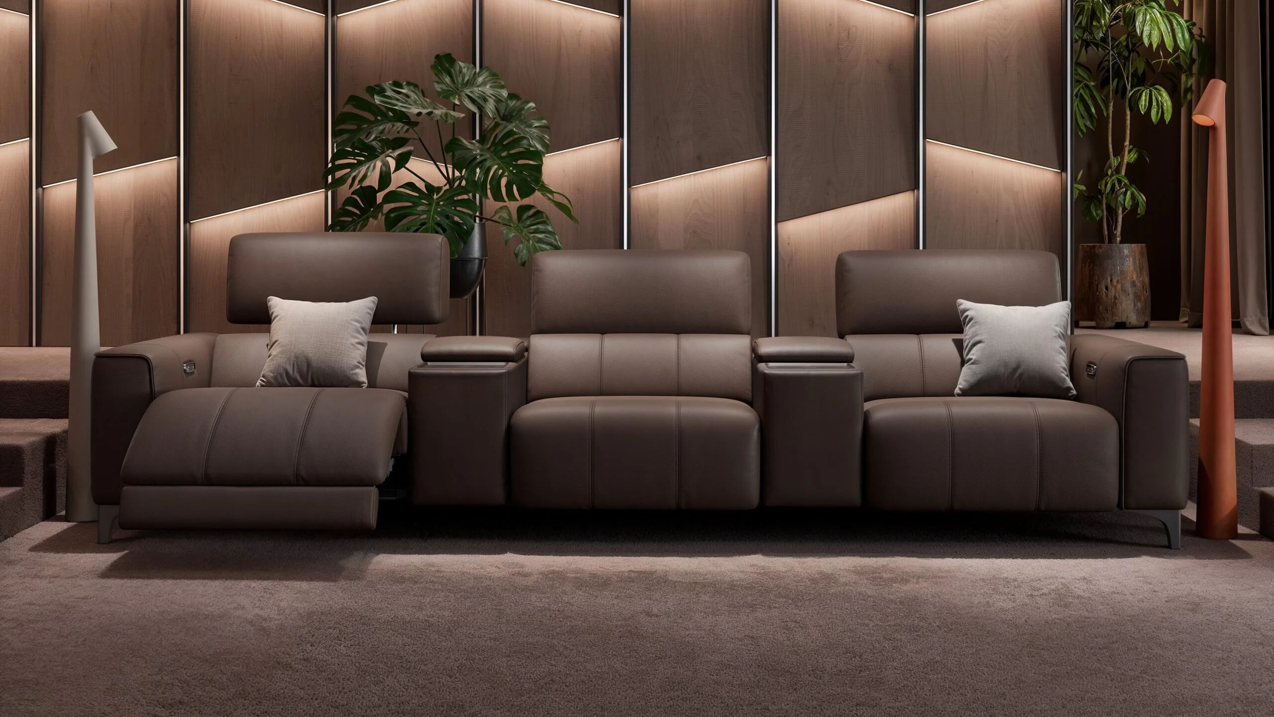 3 местный домашний кинотеатр кожаный диван Sofanella Nanto Kino ARCH-00024790 - Вид №3