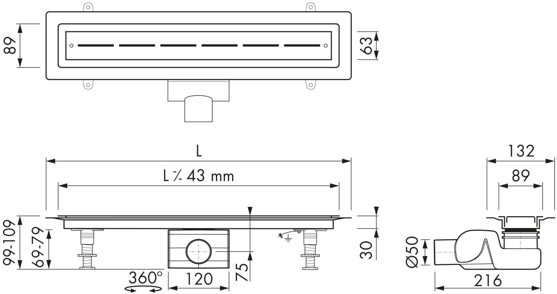 ESS Easy Drain Трап для душа из нержавеющей стали Vinyl sun-id-1417235 - Вид №3