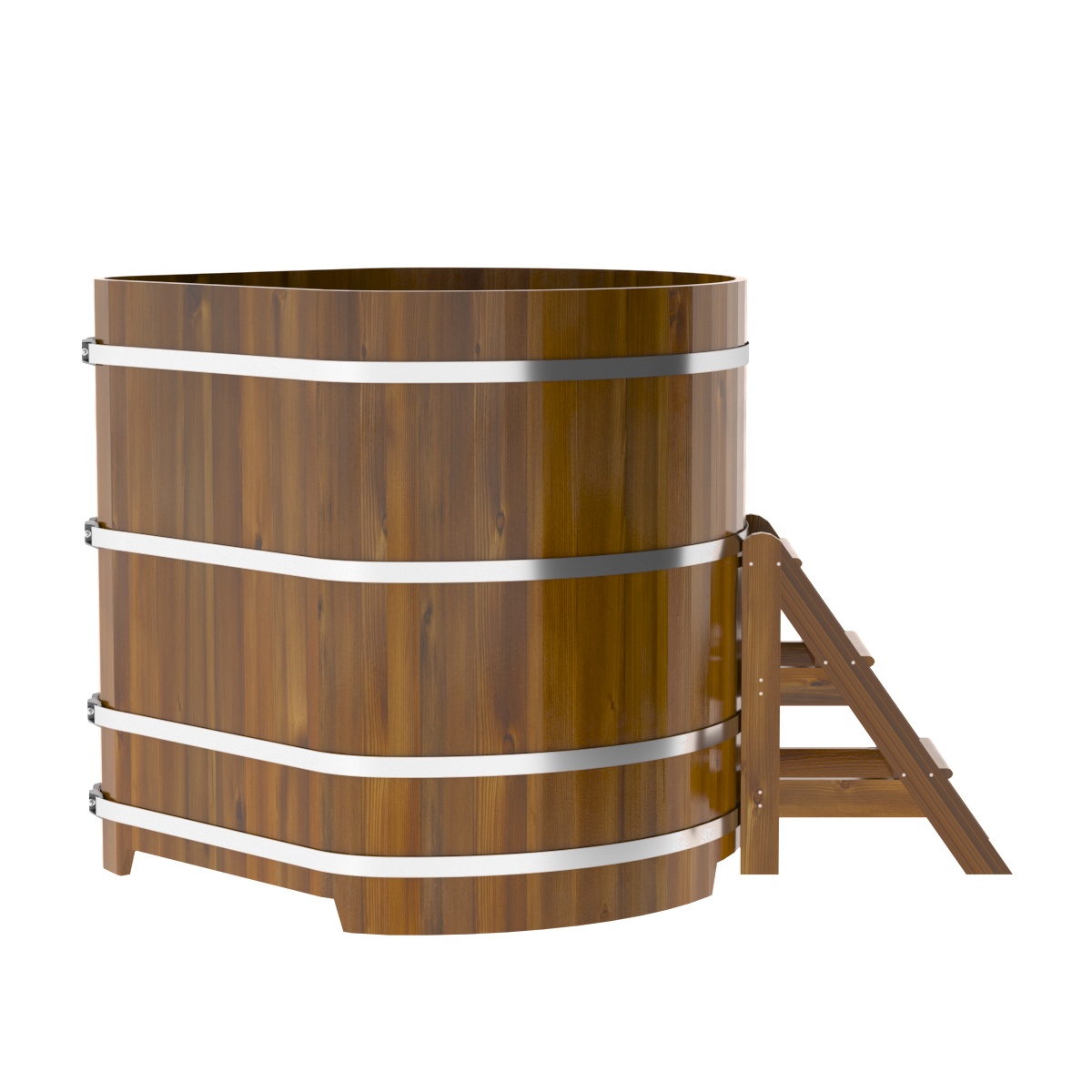 2325 Купель угловая из лиственницы Рустик 1,37х1,37х1,4 морёная Alyarus  - Вид №3