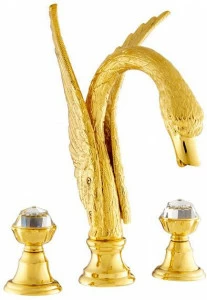 Bronces Mestre Смеситель для ванны на 3 отверстия с кристаллами swarovski® Antartica swan