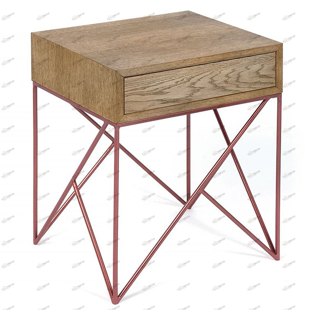 Тумбочка прикроватная для спальни с ящиком темный дуб с медью Prince INTELLIGENT DESIGN  260716 Бежевый;дуб сонома 