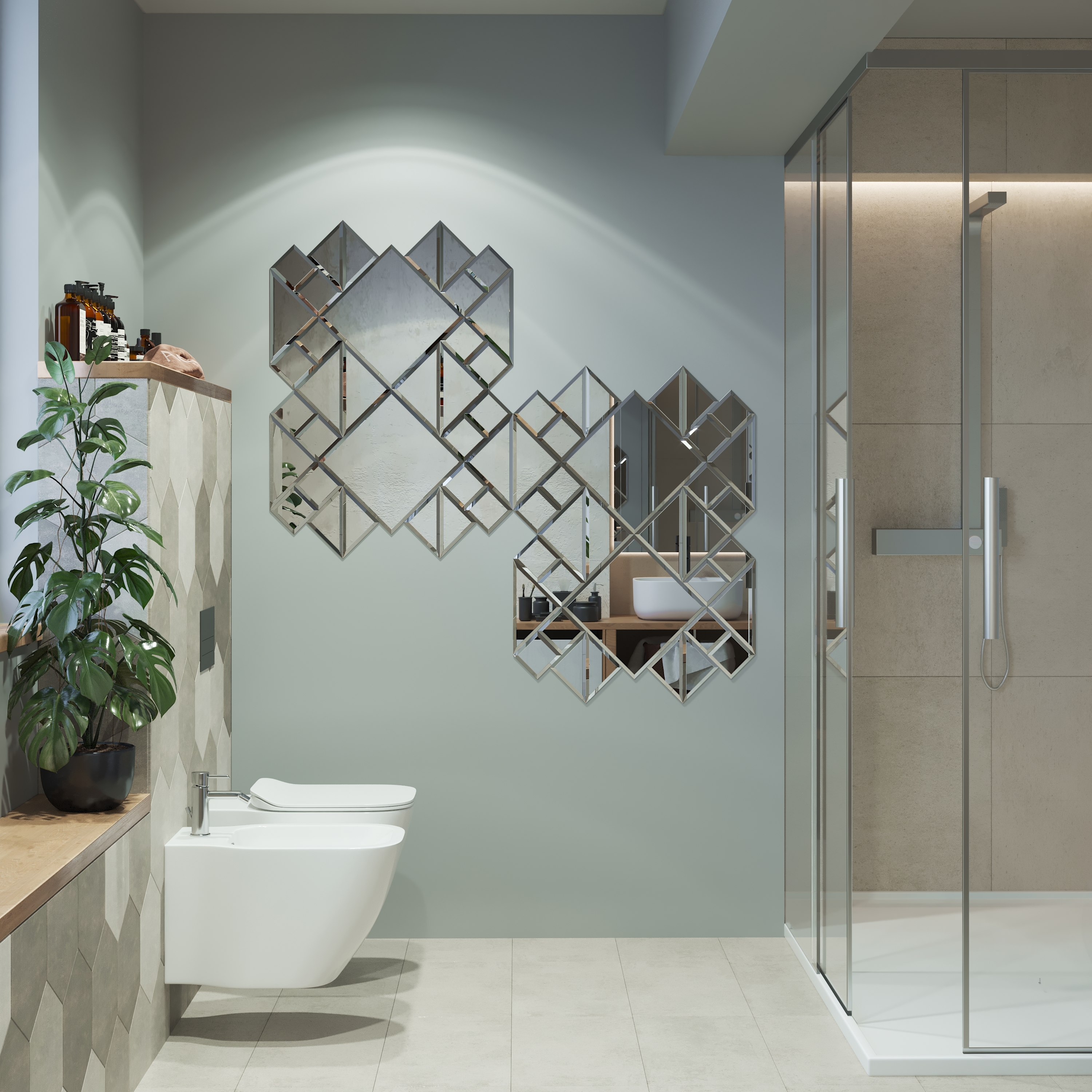 Зеркальная плитка SENSEA LM24 квадратная 10x10 см серебристая 82360908 STLM-0025405 - Вид №4