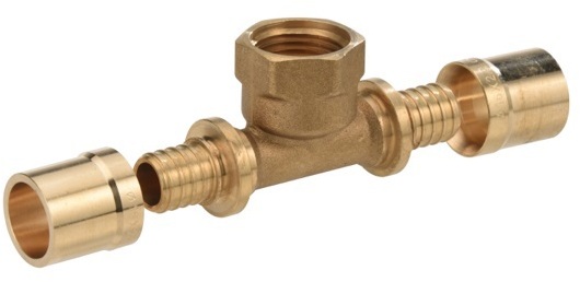 90159836 Тройник с внутренней резьбой PEXY Max латунь 20x2.8 - 1/2" - 20x2.8 STLM-0120314 COMAP