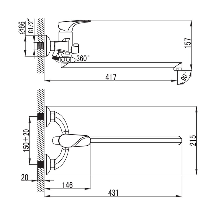 SOLSBLCM10 Milardo Solomon Смеситель для ванны с длинным изливом Solomon Россия - Вид №10
