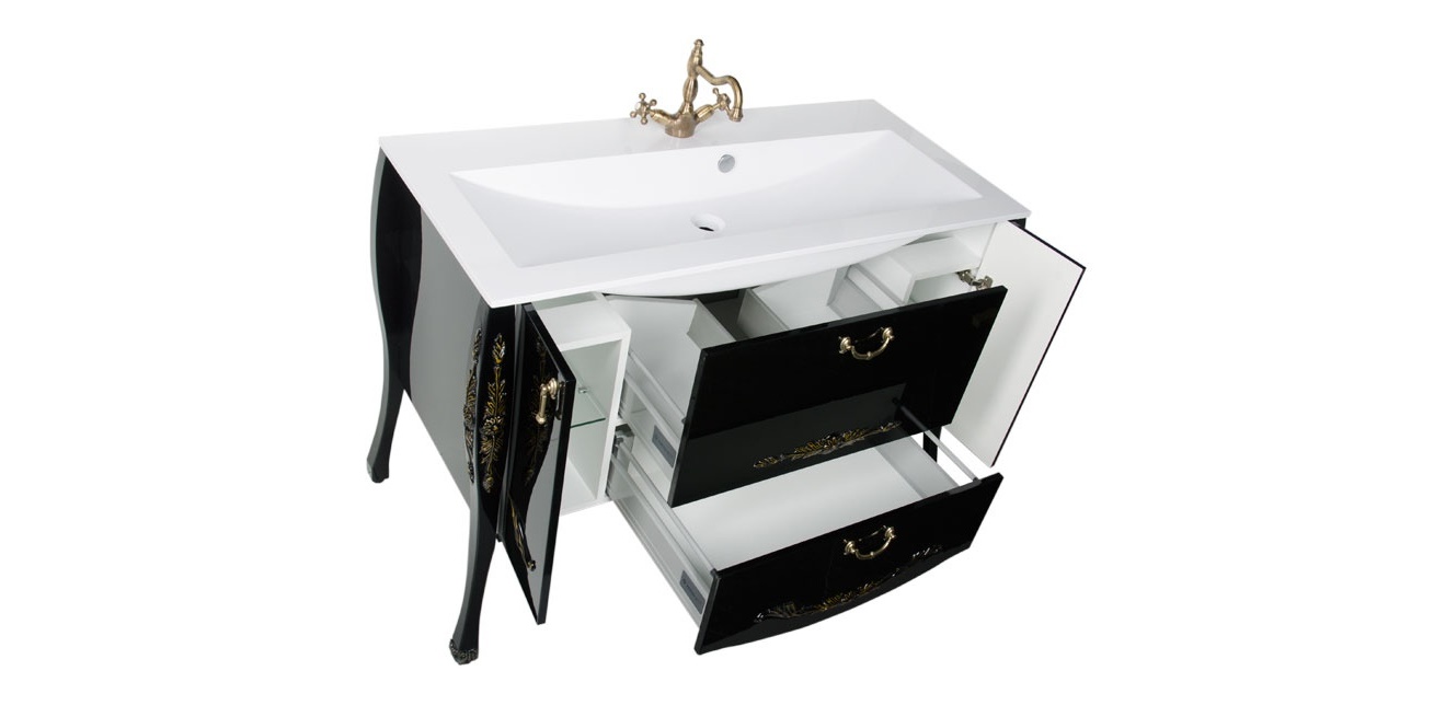 Комплект мебели Aquanet Виктория 120 черный/золото 00184414 - Вид №4