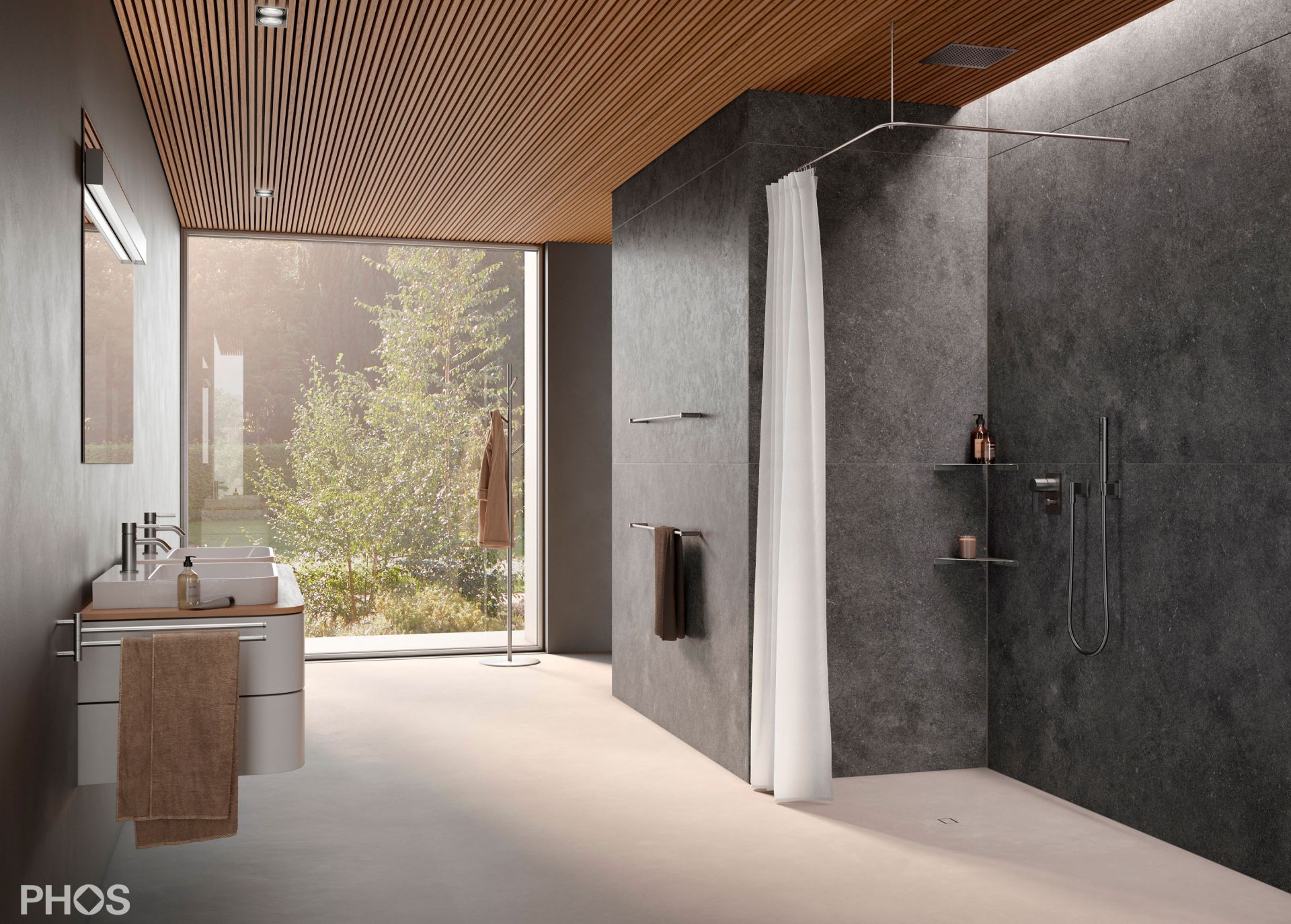 DSE1000-900 Г-образный карниз для душевой занавески, 100 x 90 см, для привинчивания PHOS  - Вид №1