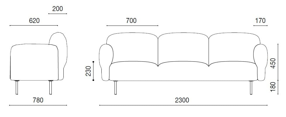 3-местный кожаный линейный диван Martex Bold ARCH-00081874 - Вид №3