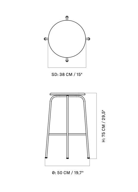 Высокий стул из стали и дерева с мягким сиденьем Audo Copenhagen Afteroom ARCH-00130048 - Вид №12
