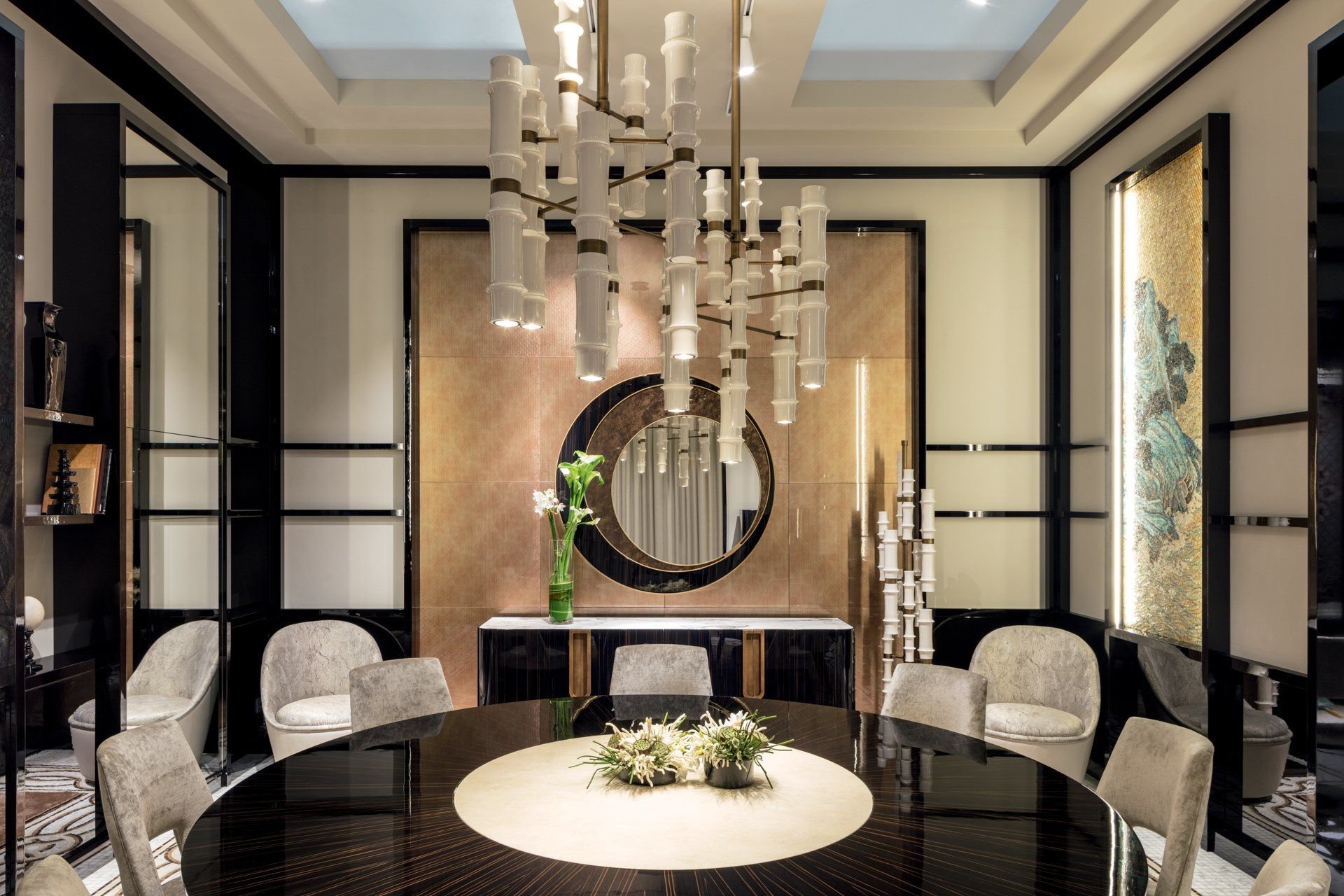 Круглый стол из дерева и стекла с Lazy Susan Sicis Коро ARCH-00133556 - Вид №4