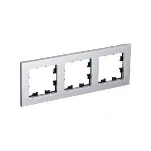 91508898 Рамка для розеток и выключателей Systeme electric Atlasdesign Nature 3 поста цвет серебро STLM-1104976