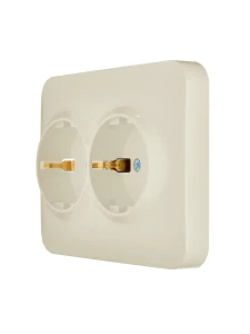ASTI Розетка двойная с/з ПБТ крем