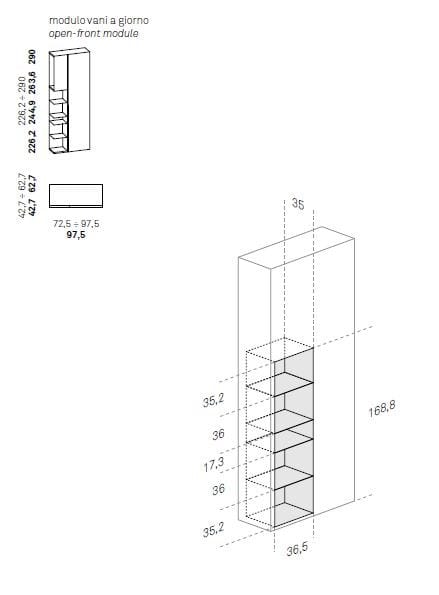 Шкаф с дверцами и ящиками Caccaro Grafik ARCH-00018688 - Вид №4