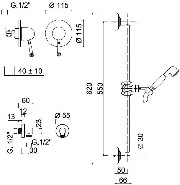 Rubinetteria Giulini Душевой набор с ручным душем Symphony 4315ws - Вид №1