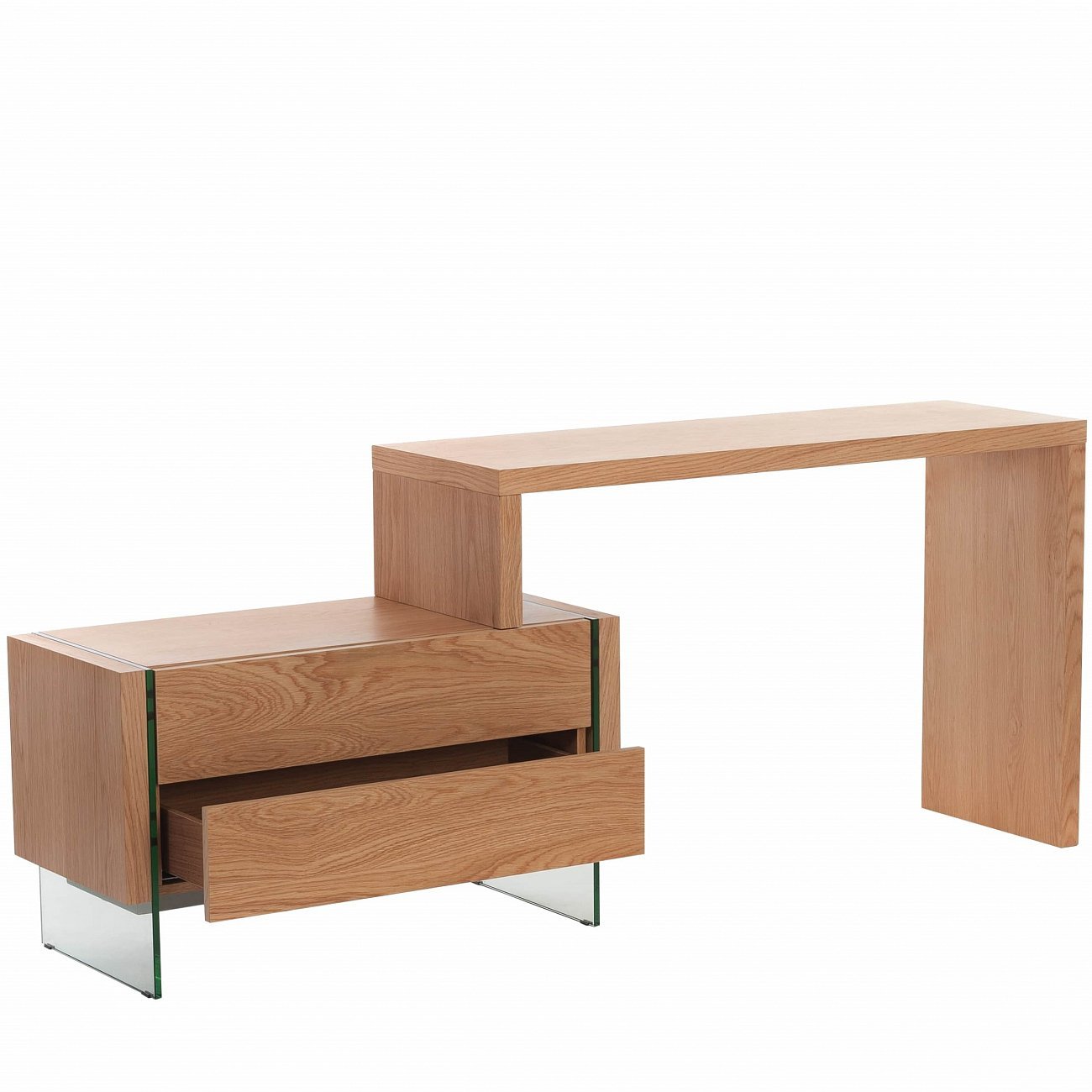 Письменный стол с ящиками и стеклянными ножками дуб CP1712-DK от Angel Cerda ANGEL CERDA  241796 Дуб  - Вид №1