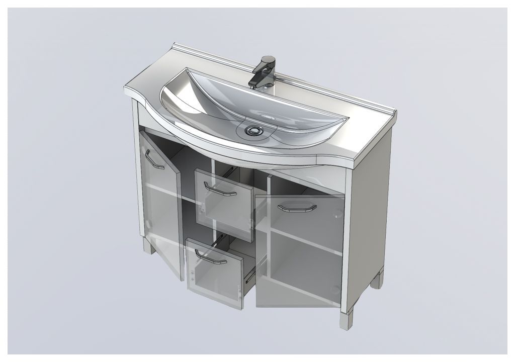 Тумба с раковиной Aquanet Донна 100 белый дуб 0016918200168866 - Вид №4