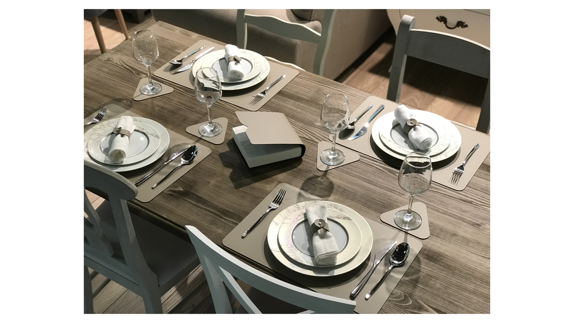 10646798 ADJ Треугольная подставка под бокалы двусторонняя 12х12см, капучино/шоколад Кожа искусственная  - Вид №4