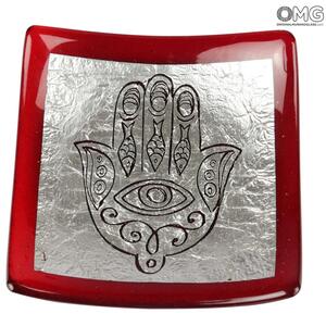 2829 ORIGINALMURANOGLASS Декоративное блюдце Фатима - серебряное украшение - Original Murano Glass OMG 12 см