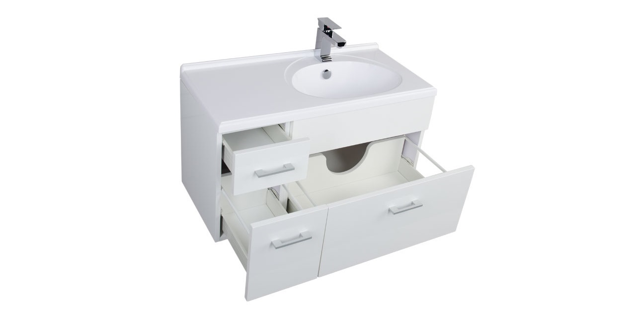 Комплект мебели Aquanet Данте 85 R белый (камерино 1 навесной шкафчик) 00164820 - Вид №4