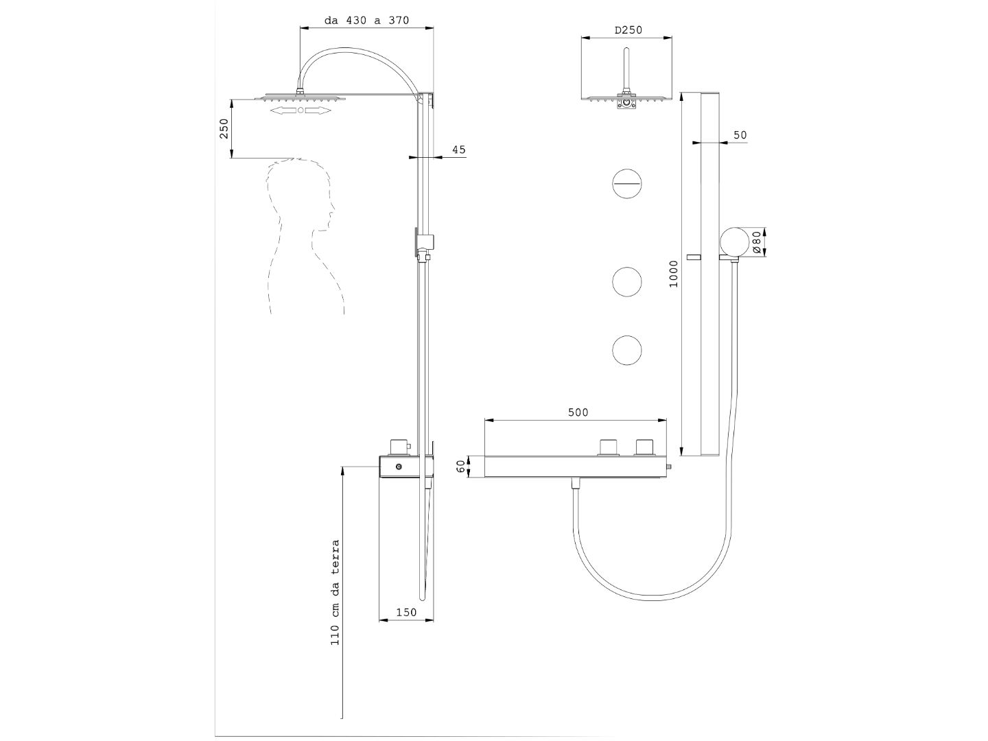 Стержень из нержавеющей стали с ручным душем Cropelli Alyssia ARCH-00064412 - Вид №38