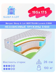 91187455 Матрас Bertrann Leowin S1000 195x175 см независимый пружинный блок STLM-0513066 SLEEP A LOT