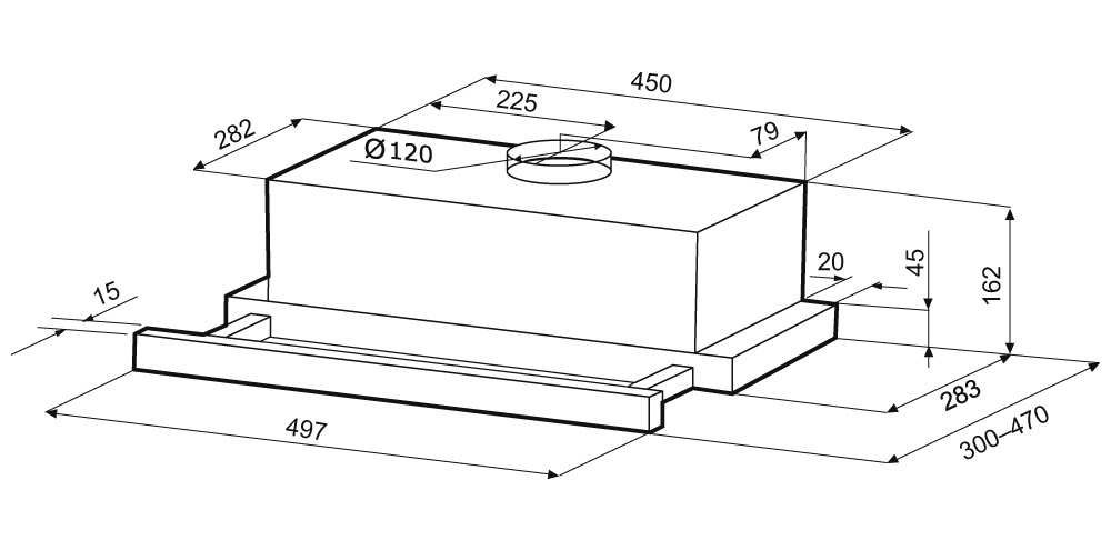 9063331 Вытяжка телескопическая KRONA KAMILLA T 500 белый/серый STDN-0026242 - Вид №11