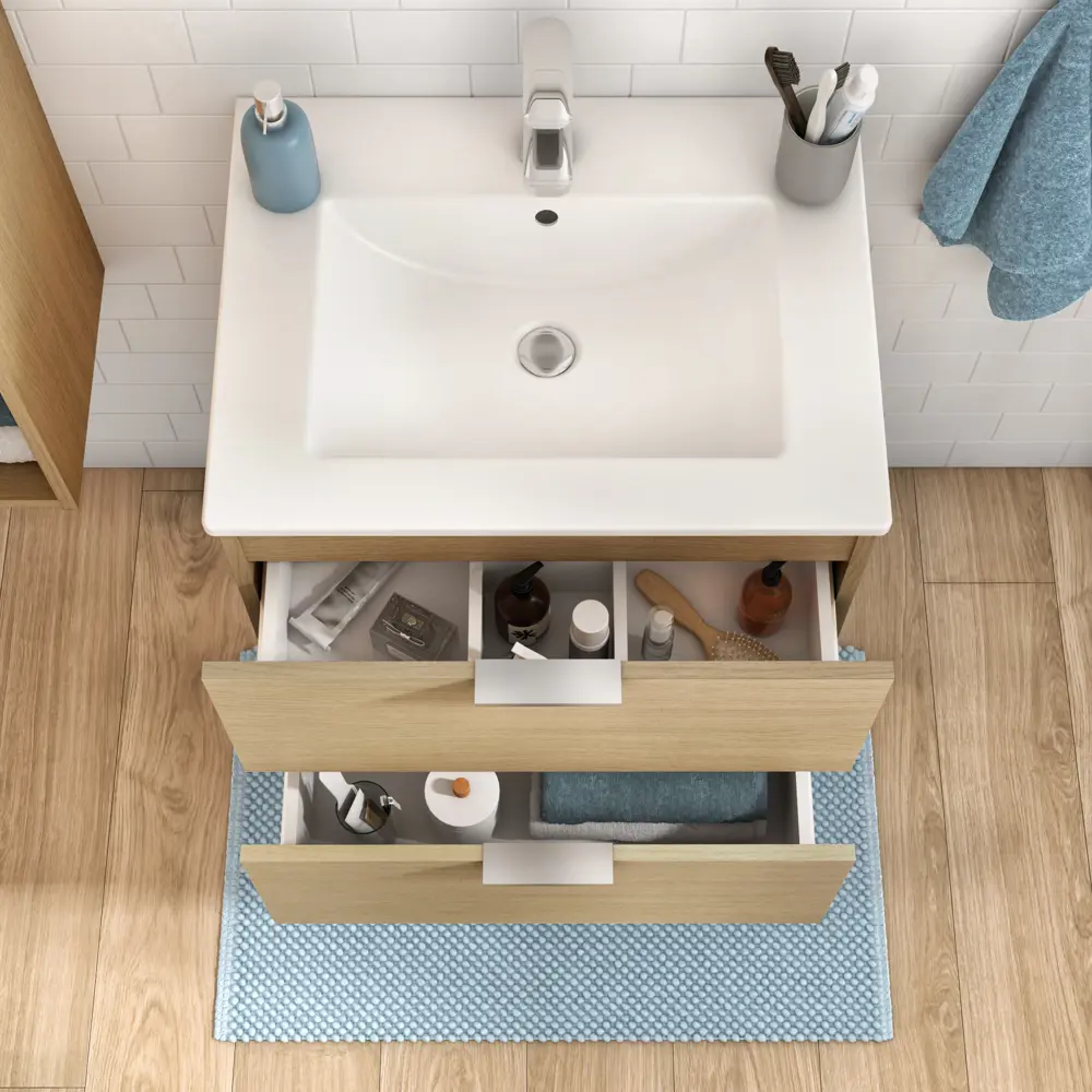 Тумба под раковину подвесная Sensea Essential 60 см цвет дуб STLM-2133366 - Вид №13
