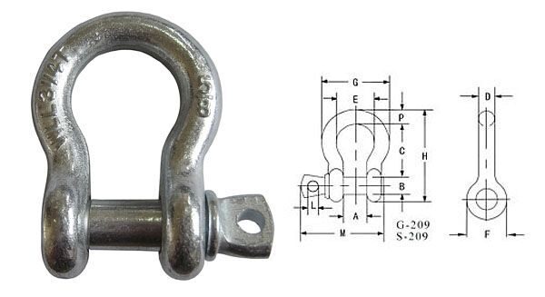 Скоба такелажная омегообразная (G209) 2т сталь TOR 1230204