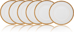 10665421 Noritake Набор из 6 тарелок десертных Noritake "Рочель,золотой кант" 17см Фарфор костяной