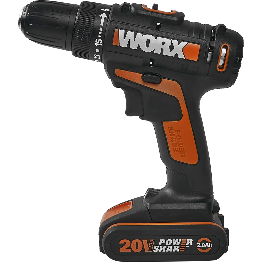 Дрель-шуруповерт аккумуляторная Worx WX101.1, 20 В Li-ion 2x2Ач 82634260 STLM-2209265  - Вид №1