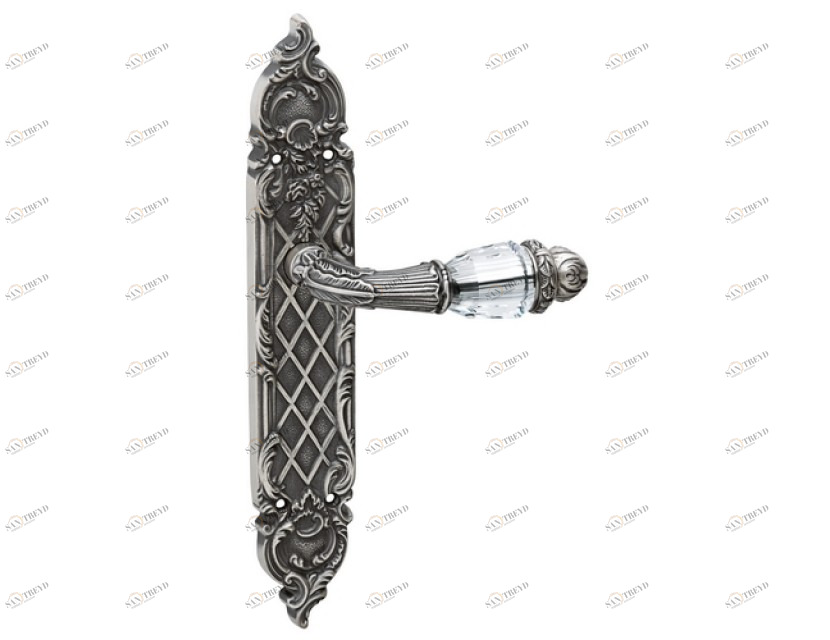 0A1741.B85Y.71 Дверные ручки на пластинах с кристаллами сваровски Античное серебро Mestre 