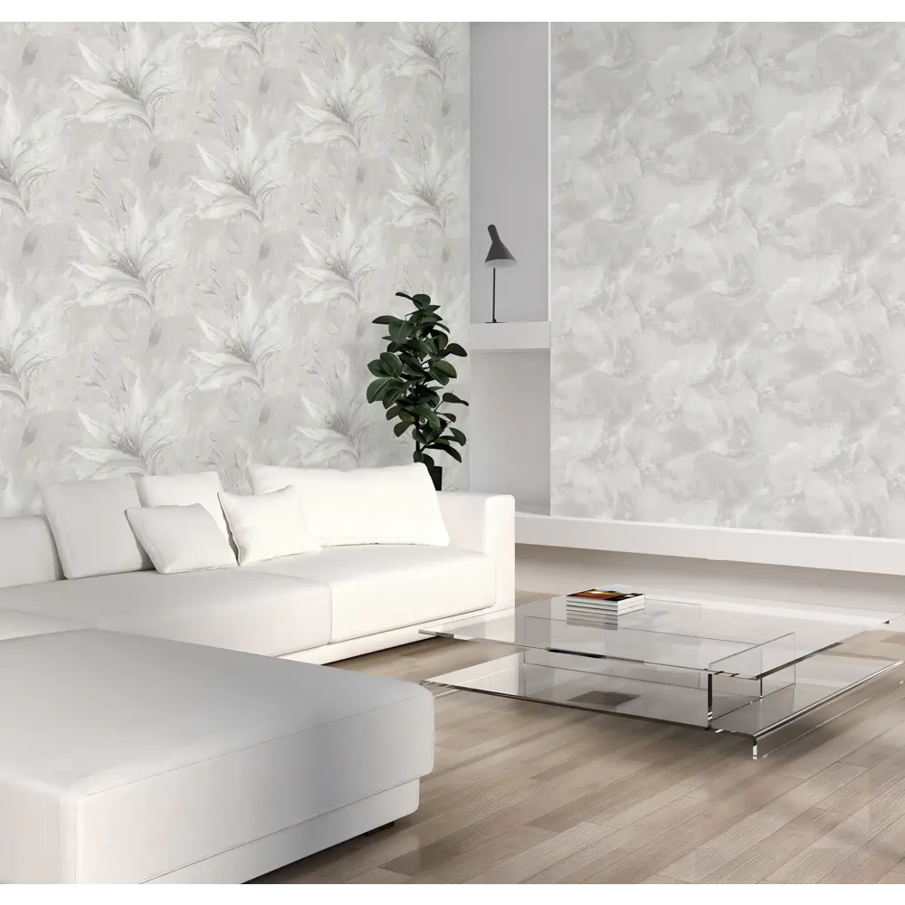 Флизелиновые обои Victoria Stenova Lilian — элегантная белая текстура для современного интерьера 89346014 STLM-0823793 - Вид №4