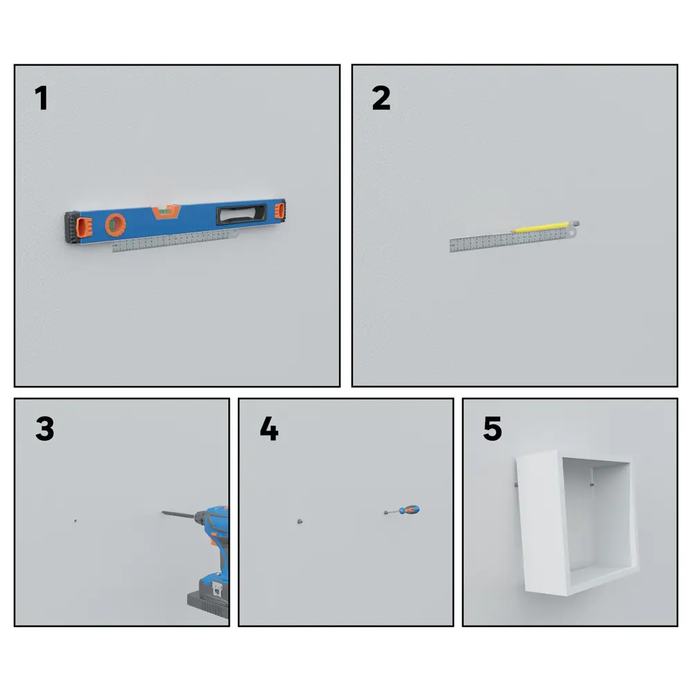 SPACEO: Набор из трёх полок для интерьера 24x24/27x27/30x30 см 82877492 STLM-1097430 - Вид №5