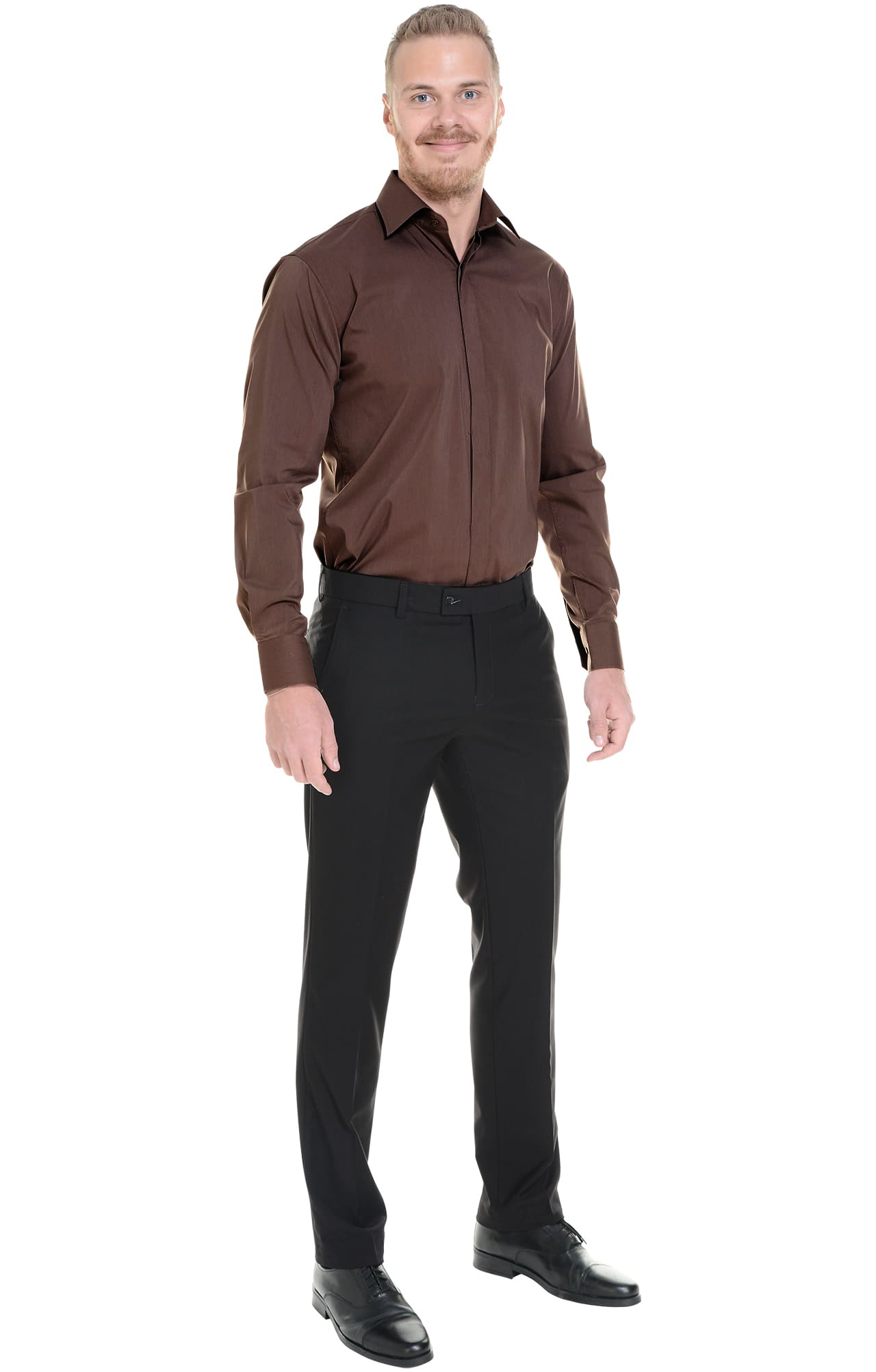 62452 Рубашка мужская  chocolate El-Risto  Корпоративная одежда  размер 41/170-176  - Вид №5