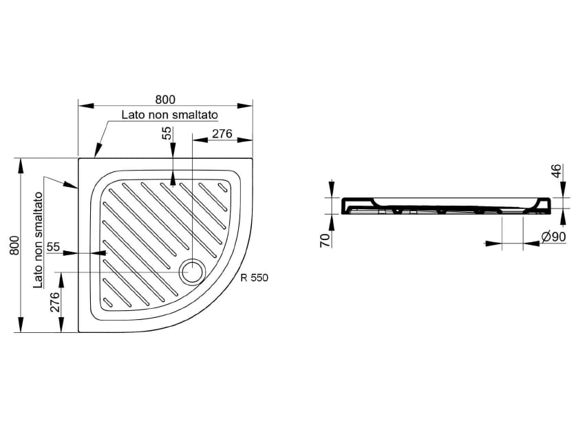 Керамический нескользящий угловой поддон для душа Ceramica Dolomite Gemma2 ARCH-00000740