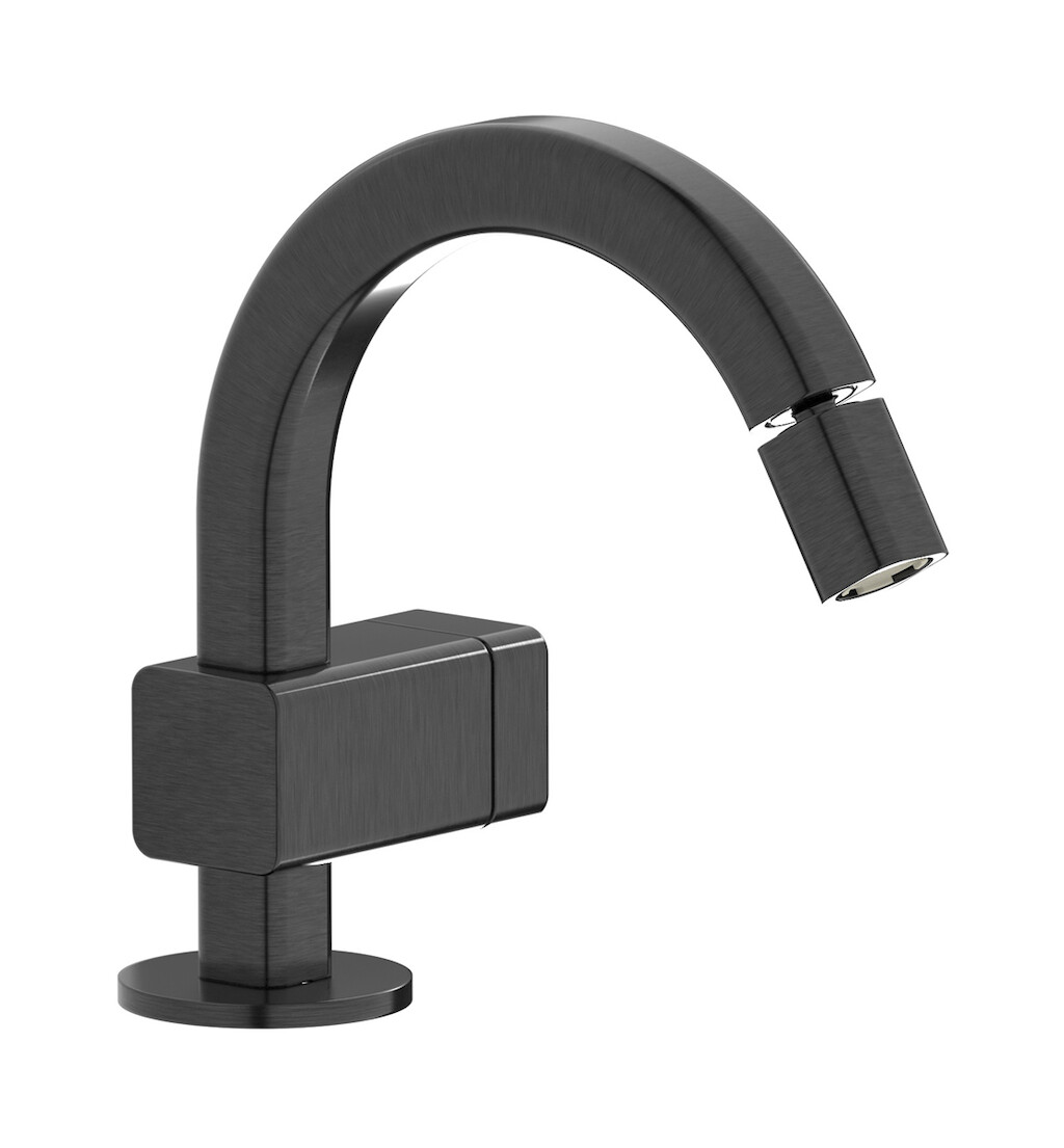 Прогрессивный смеситель для биде на 1 отверстие в комплекте с донным клапаном. WE ARE IB eo220cs_1 Brushed Black Chrome Elio