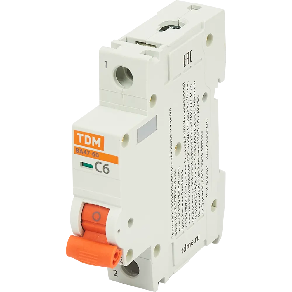 84399499 Автоматический выключатель TDM Electric ВА47-60 1P C6 А 6 кА SQ0223-0073 STLM-0049272 