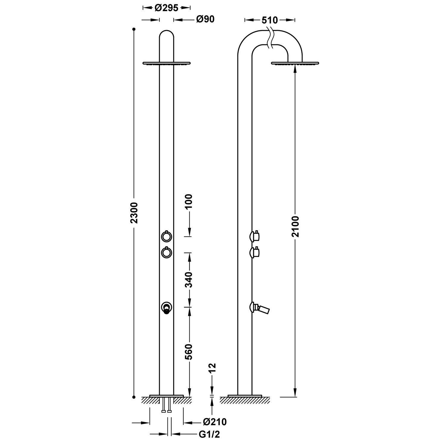 ДУШЕВАЯ колонка для сада или бассейна из нержавеющей стали 316-13499504 TRES Outdoor - Вид №1